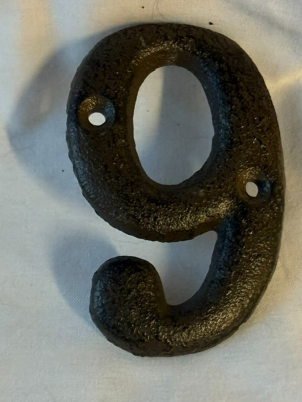 Number "9" (Nine) House Adress Number Solid Cast Iron 3 5/8" tall 13021-7